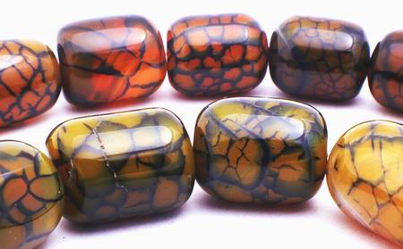 9 Large Web Agate Barrel Beads - Heavy!