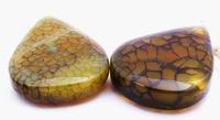 6 Large Web Agate Briolette Beads - Unusual!