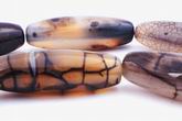 6 Titanic Web Agate Barrel Beads - Heavy & 39mm Long !