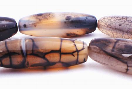 6 Titanic Web Agate Barrel Beads - Heavy & 39mm Long !