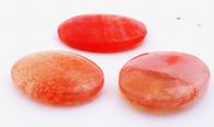 5 Large Fire Agate Flat Oval Beads