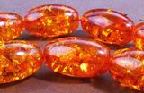 Large Stubby Amber Barrel Beads