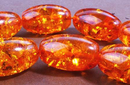 Large Stubby Amber Barrel Beads