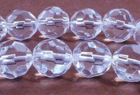 Faceted Clear Glass 9mm Bead Strand
