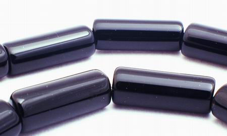 Vibrant Shiny Black Onyx Tube Beads