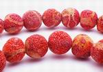 46 Brushed Red Coral 9mm Beads - unusual!