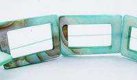Rectangle  Aqua-green Frame Shell Beads