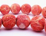 Jumbo Brushed Red Coral 14mm Beads - unusual!