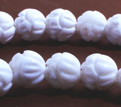 Unusual Carved Flower White Coral Beads
