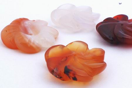 6 Beautiful Carved Carnelain Flower Beads