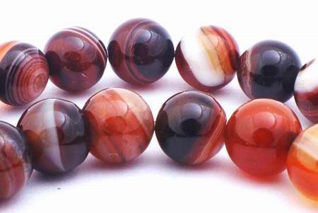 Shiny Polished Black & Red Agate 8mm Beads