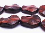 Unusual Deep Red Tiger Eye Wavy Oval Beads