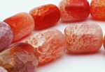 Stubby Crab Fire Agate Barrel Beads - Heavy!