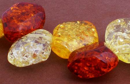 3-Tone Amber Faceted Briolette Beads - Unusual!