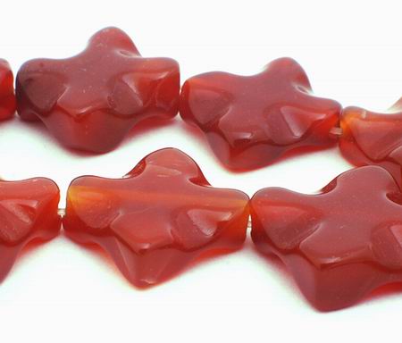 Unusual Wavy Red Carnelian Square Beads