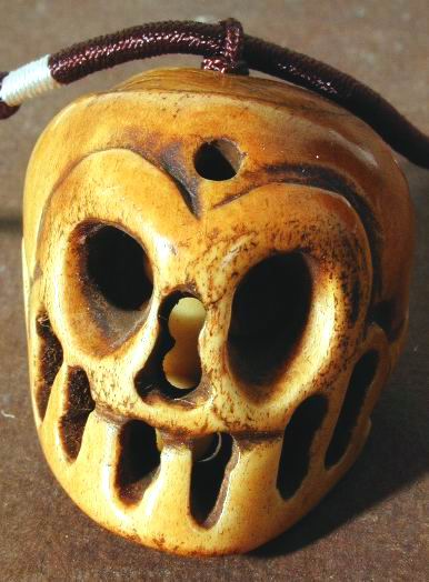 Unusual Bone Tibetan Skull Necklace