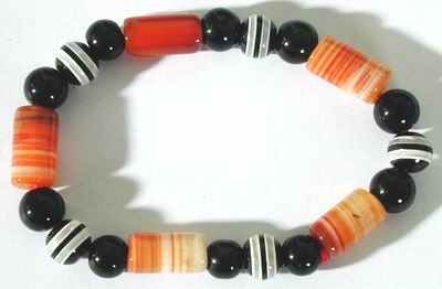 Chinese Banded Agate & Onyx Bracelet