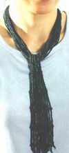 Beautiful 12-strand Black Seed Bead Necklace