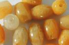 20 x 12mm Yellow and white Jade Barrel Beads