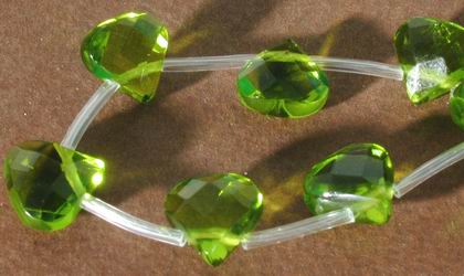 Unusual 11mm Faceted Briolette Quartz Peridot Strands