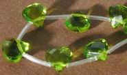 Unusual 11mm Faceted Briolette Quartz Peridot Strands