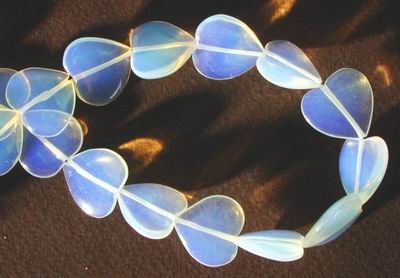 Romantic Opalite Moonstone Heart-shaped Bead Strand