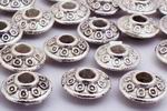 100 Silver Flying Saucer Bead Spacers - 925