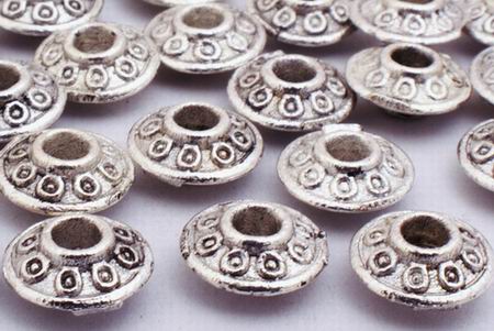 100 Silver Flying Saucer Bead Spacers - 925