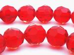 Faceted Fire Engine Red Glass Beads - 10mm