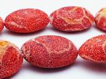Plush Brushed Red Coral Oval Beads - unusual!