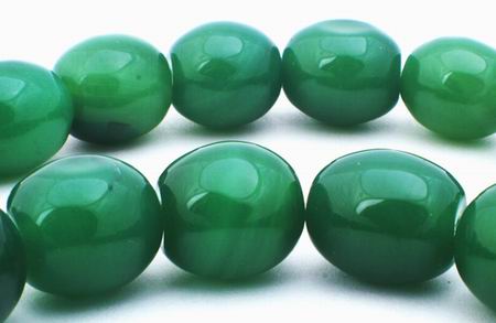Beefy Forest-Green Agate Barrel Beads - Heavy!