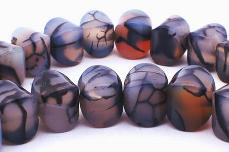 Luscious Web Agate Tumbled Cube Beads - Unusual!