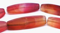 Gleaming Tri-Column Pink Agate Beads - Very Long!