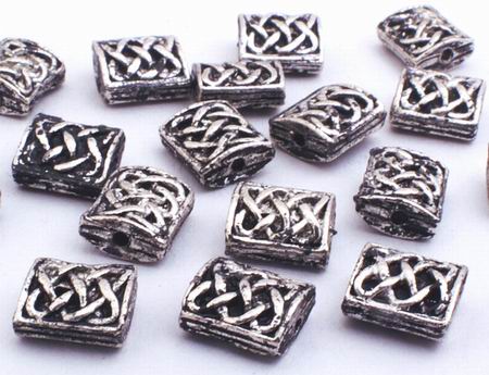 50 Gothic Puff Rectangle Bead Spacers - 925