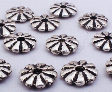 50 Silver 9-Petal Bead Spacers - 925