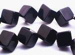 Glittering Black Opaque Glass Cube Beads