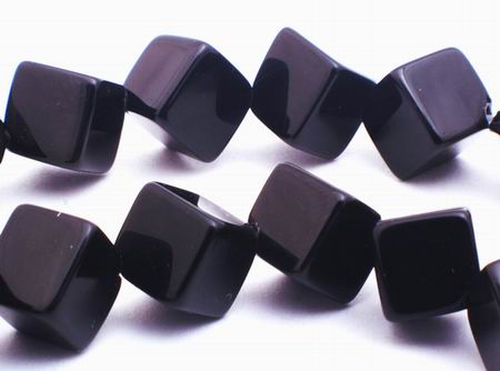 Glittering Black Opaque Glass Cube Beads