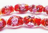 Seductive Pink Rose Lampwork Oval Beads