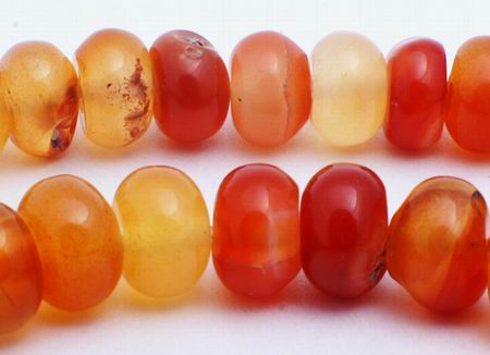 74 Hot 3-Tone Carnelian Rondelle Beads