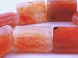 Mighty Orange Fire Agate Pillow Beads - Heavy!