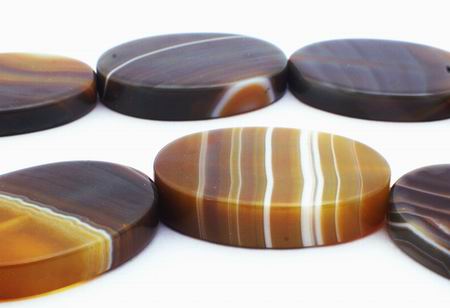 Shiny Brazilian Agate Flat Oval Beads