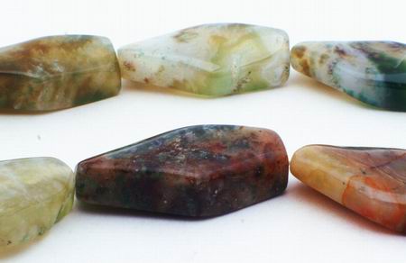 Polished Moss Agate Prism Beads