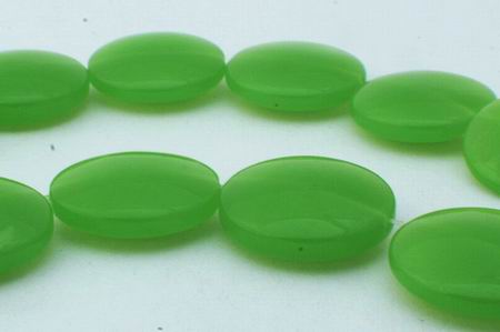 Polished Apple Green Chalcedony Button Beads