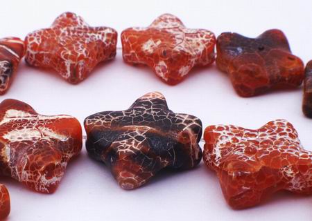 Wavy Crab Fire Agate Square-Diamond Beads