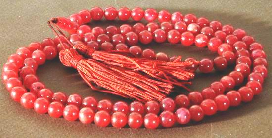 Chinese Red Jade Buddhist Mala Necklace