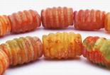 Unusual Corrugated Mountain Jade Barrel Beads
