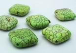 8 Apple Green Spider Vein Turquoise Cube Beads - Unusual!