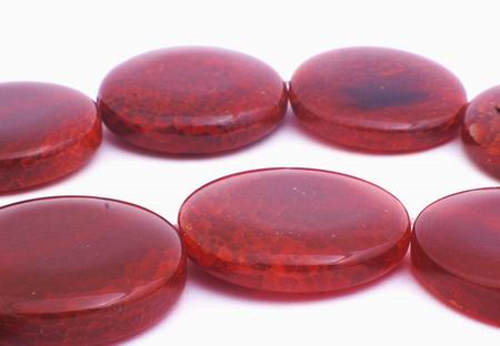 Large Red Fire Agate Button Beads - Heavy!