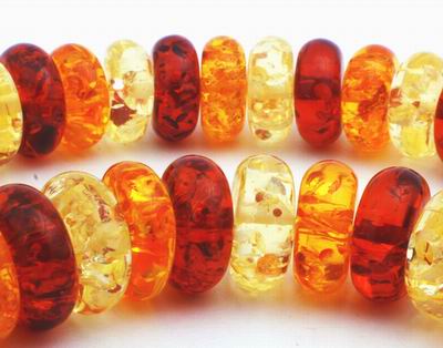 69 Lavishing 3-Tone Amber Rondelle Beads