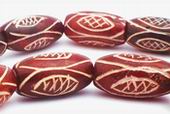 Carved Old Red Mountain Jade Barrel Beads - Heavy!